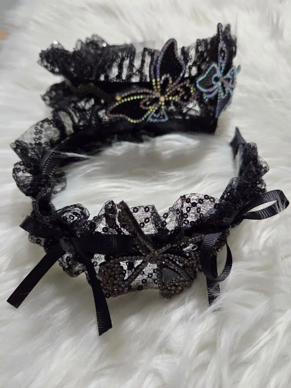 Set of 2 Butterfly Accent Tulle Headbands